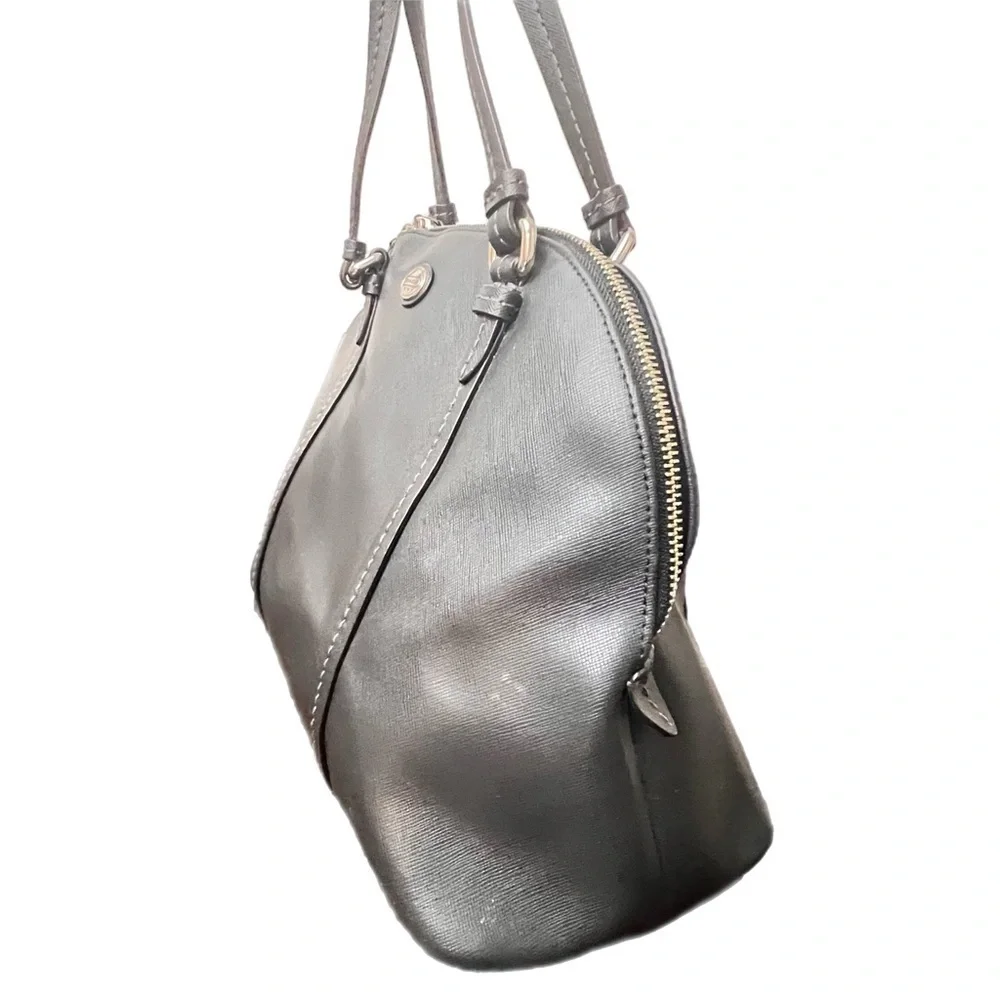 Coach F25671 Black Leather Peyton Dome Satchel Crossbody/Hand bag